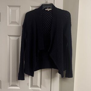 LOFT Navy Knit Open-Front Cardigan